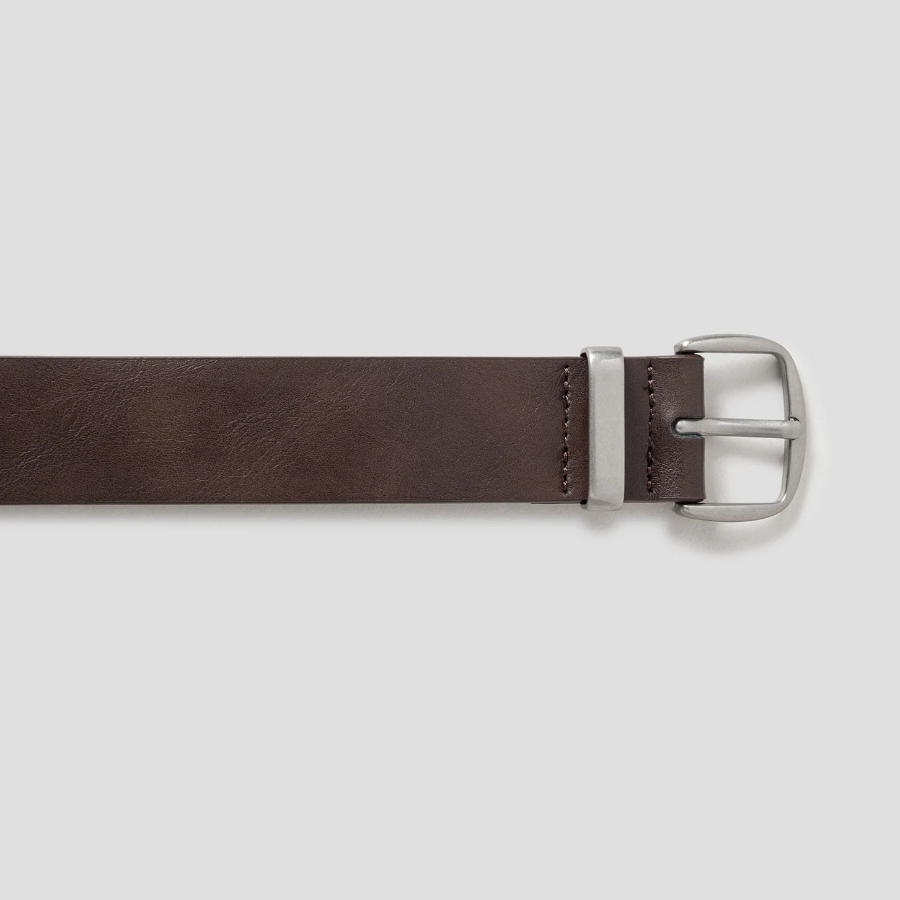 8 seconds 30mm Silver Rectangular Buckle Belt — Brown