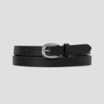 8 seconds 20mm Silver Round Buckle Belt — Black