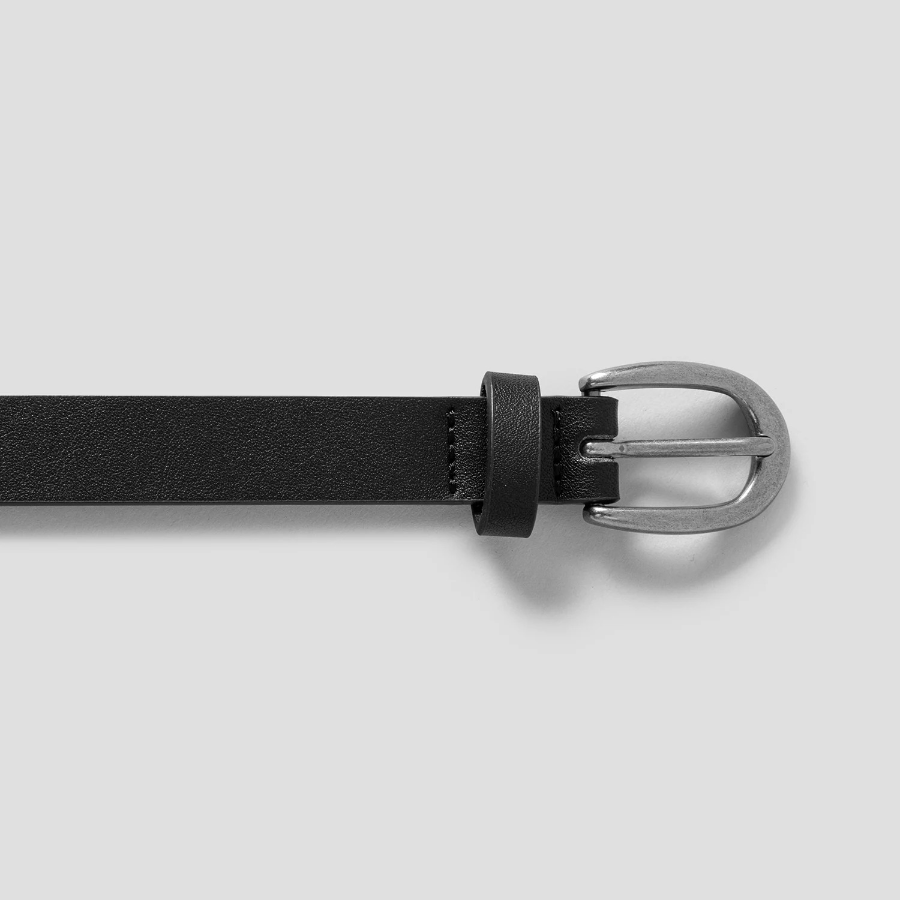 8 seconds 20mm Silver Round Buckle Belt — Black
