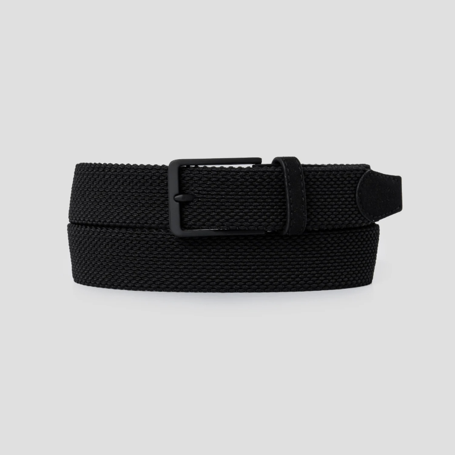 8 seconds 35mm Tubular Elastic Black Buckle Belt — Black