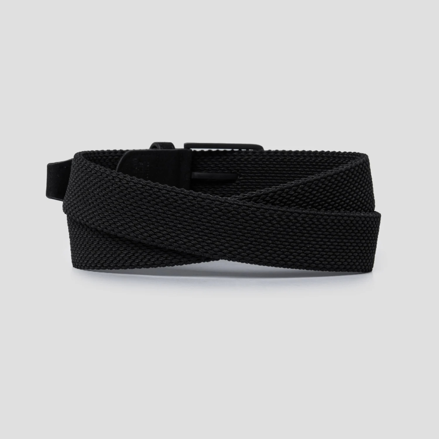 8 seconds 35mm Tubular Elastic Black Buckle Belt — Black