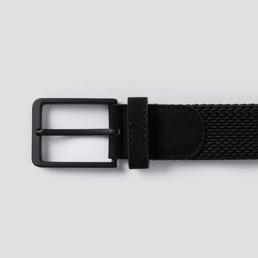 8 seconds 35mm Tubular Elastic Black Buckle Belt — Black