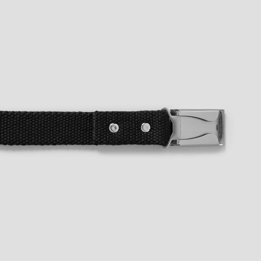8 seconds 25mm Silver Buckle Webbing Belt — Black