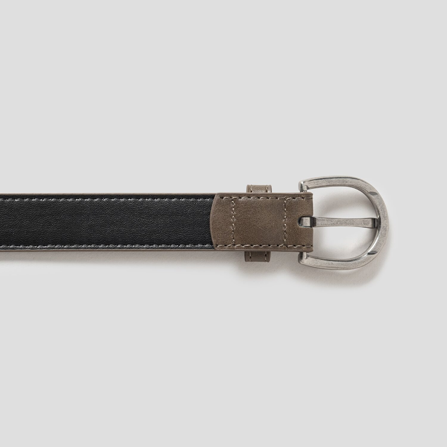 8 seconds 25mm Stitch Round Buckle Belt — Khaki