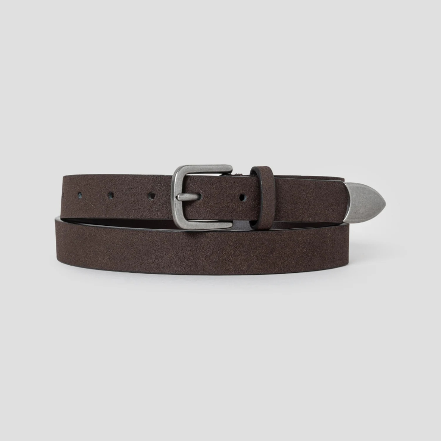 8 seconds 25mm Faux Suede Western Buckle Belt — Brown