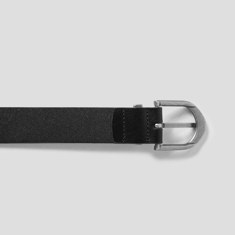 8 seconds 30mm Black-Plated Round Buckle Belt — Black