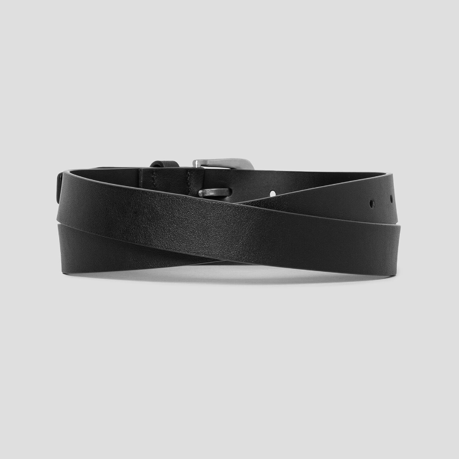 8 seconds 25mm Silver Round-Square Buckle Belt — Black