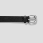 8 seconds 25mm Silver Round-Square Buckle Belt — Black