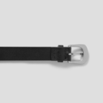 8 seconds 25mm Silver Round-Square Buckle Belt — Black
