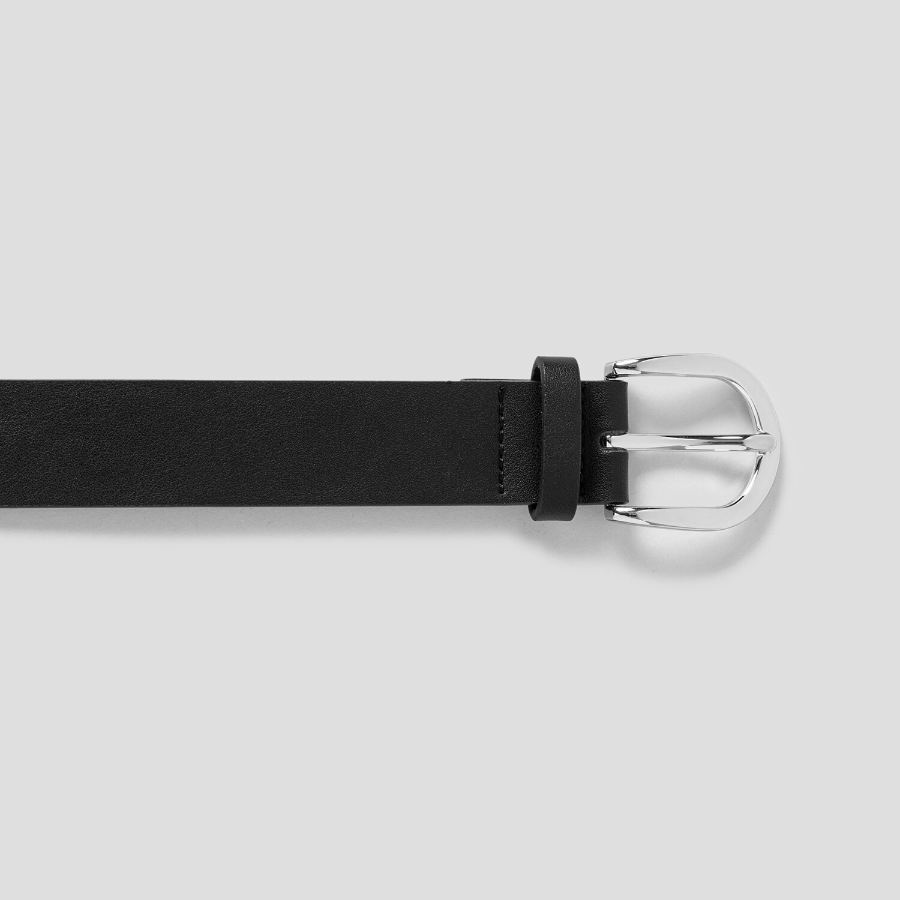 8 seconds 30mm Glossy Round Buckle Belt — Black