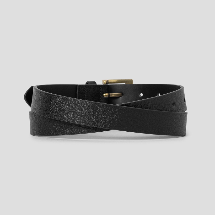 8 seconds 26mm Square Gold Buckle Belt — Black