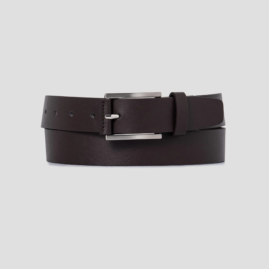 8 seconds 30mm Stopper Ring Square Buckle Belt — Brown