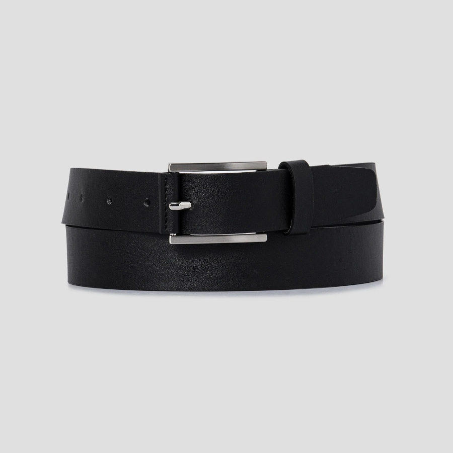 8 seconds 30mm Stopper Ring Square Buckle Belt — Black