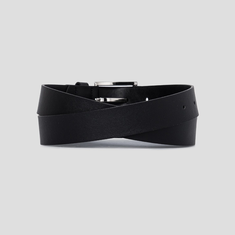 8 seconds 30mm Stopper Ring Square Buckle Belt — Black