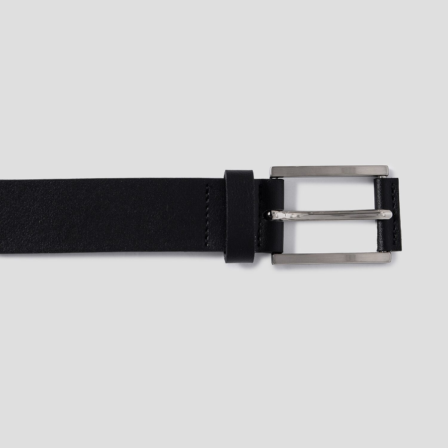 8 seconds 30mm Stopper Ring Square Buckle Belt — Black