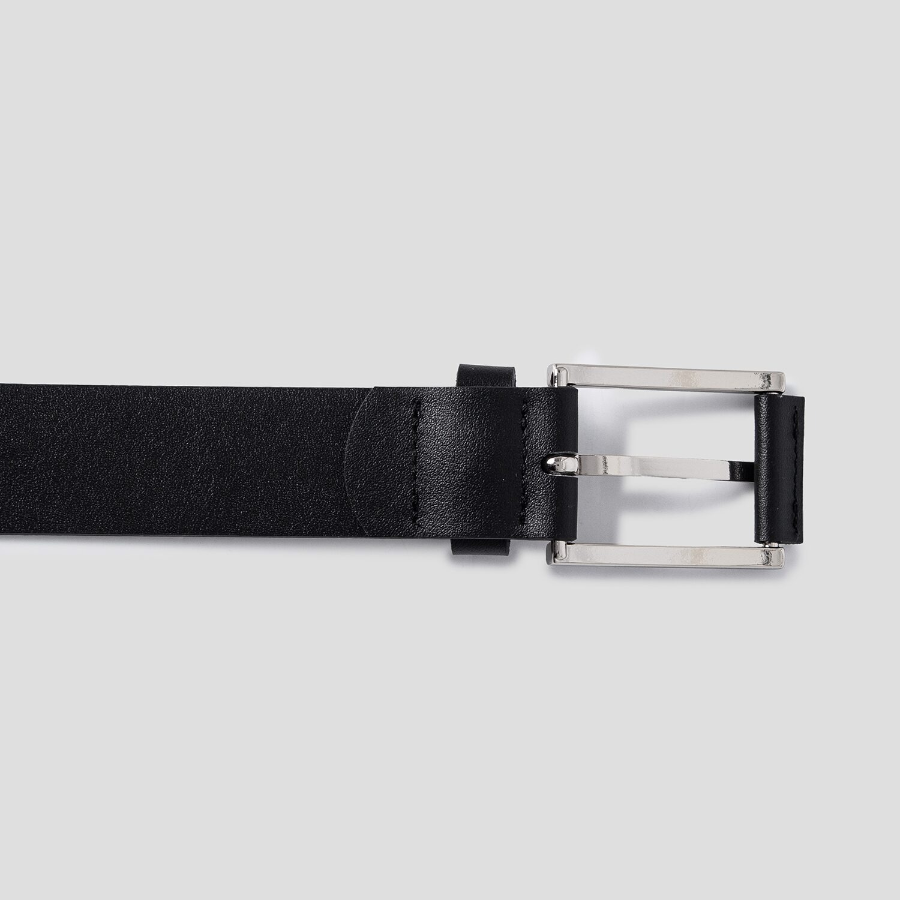 8 seconds 30mm Stopper Ring Square Buckle Belt — Black