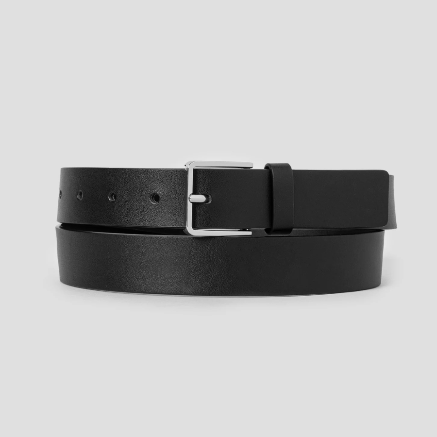 8 seconds 30mm Square Glossy Buckle Belt — Black