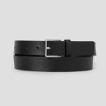 8 seconds 30mm Square Glossy Buckle Belt — Black