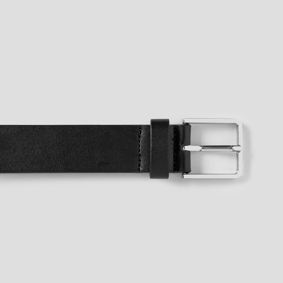 8 seconds 30mm Square Glossy Buckle Belt — Black
