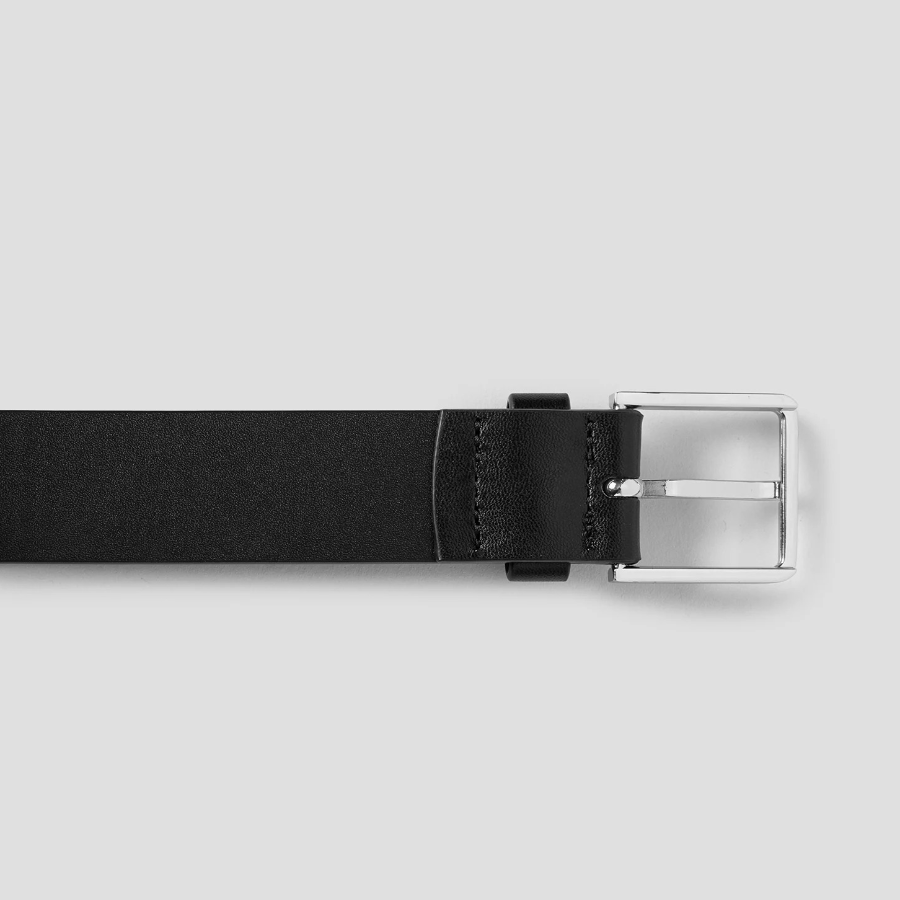8 seconds 30mm Square Glossy Buckle Belt — Black