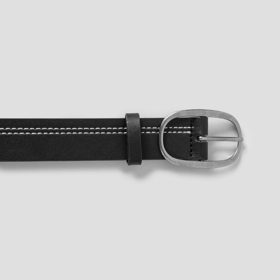 8 seconds 30mm Stitched Round Buckle Belt — Black