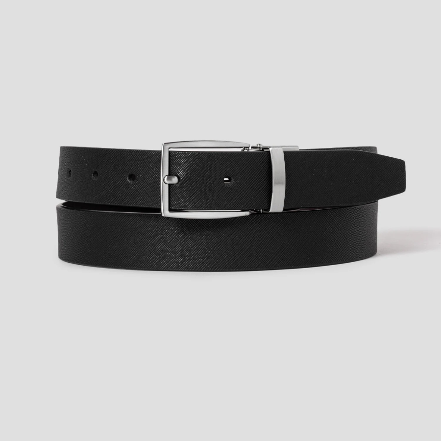 8 seconds [Reversible] 30mm Double-Sided Woven Rotating Buckle Belt — Black