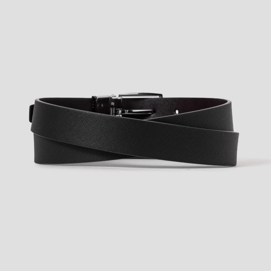 8 seconds [Reversible] 30mm Double-Sided Woven Rotating Buckle Belt — Black