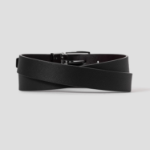 8 seconds [Reversible] 30mm Double-Sided Woven Rotating Buckle Belt — Black