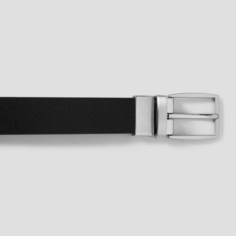 8 seconds [Reversible] 30mm Double-Sided Woven Rotating Buckle Belt — Black