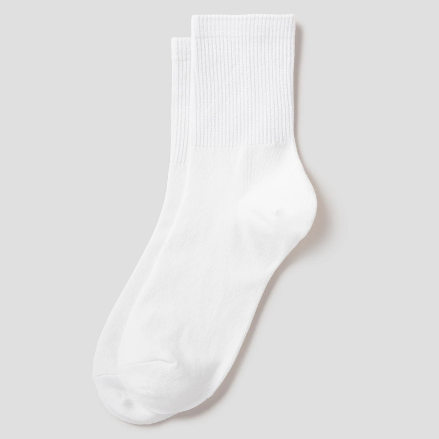 8 seconds Cotton Blend Mid-Length Solid Socks — White