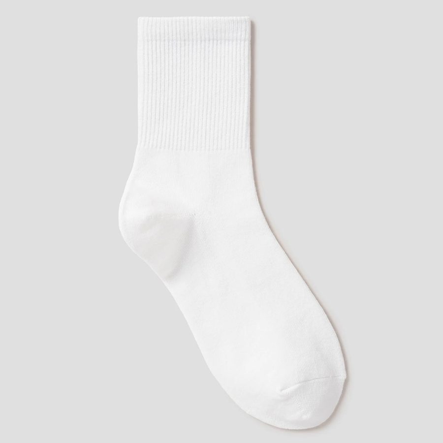 8 seconds Cotton Blend Mid-Length Solid Socks — White