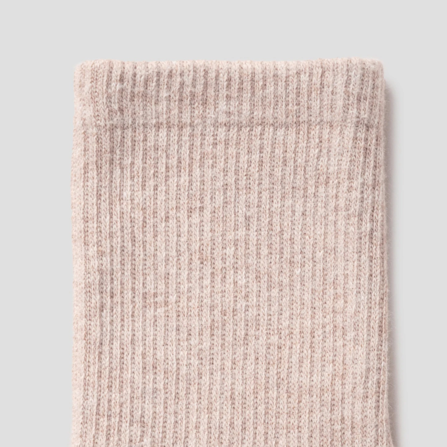 8 seconds Cotton Blend Mid-Length Solid Socks — Beige