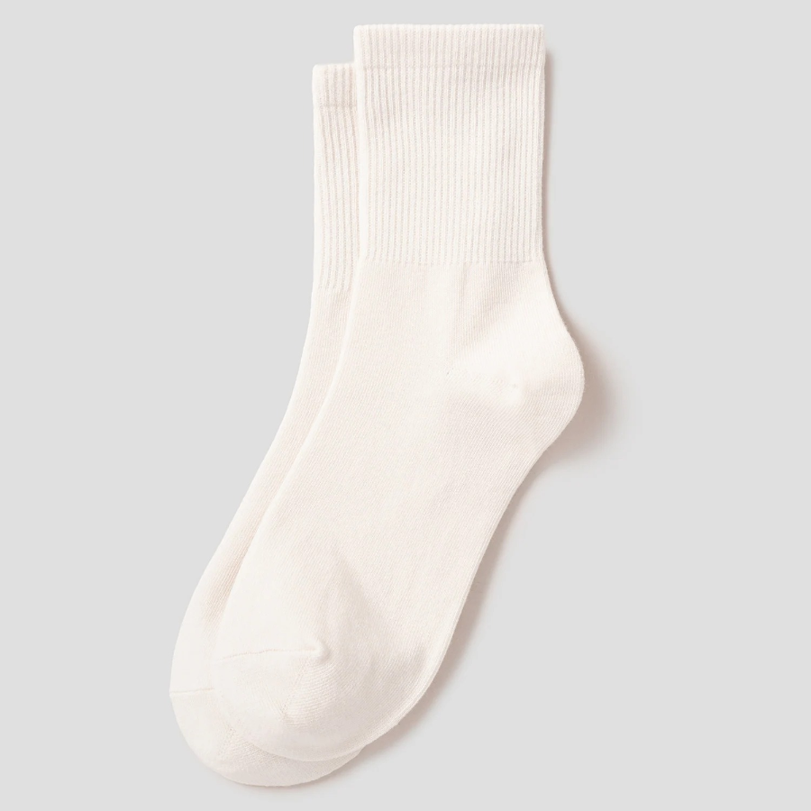 8 seconds Cotton Blend Mid-Length Solid Socks — Ivory