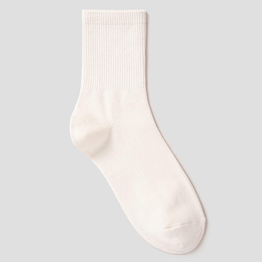8 seconds Cotton Blend Mid-Length Solid Socks — Ivory