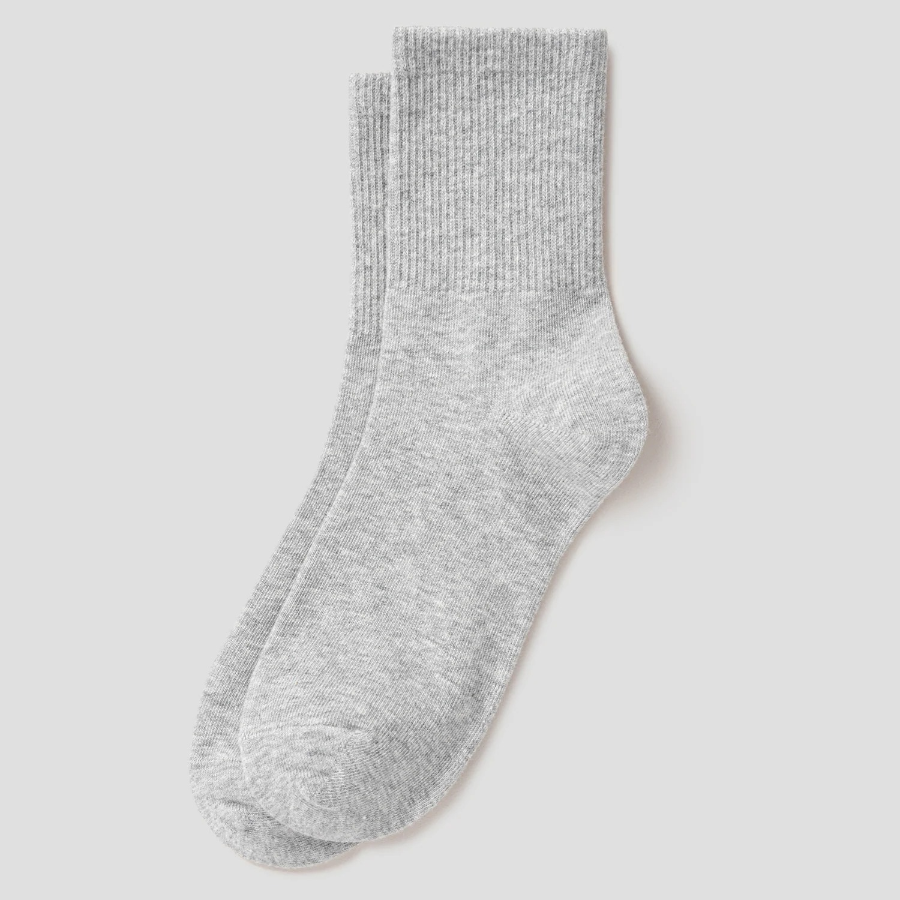 8 seconds Cotton Blend Mid-Length Solid Socks — Gray