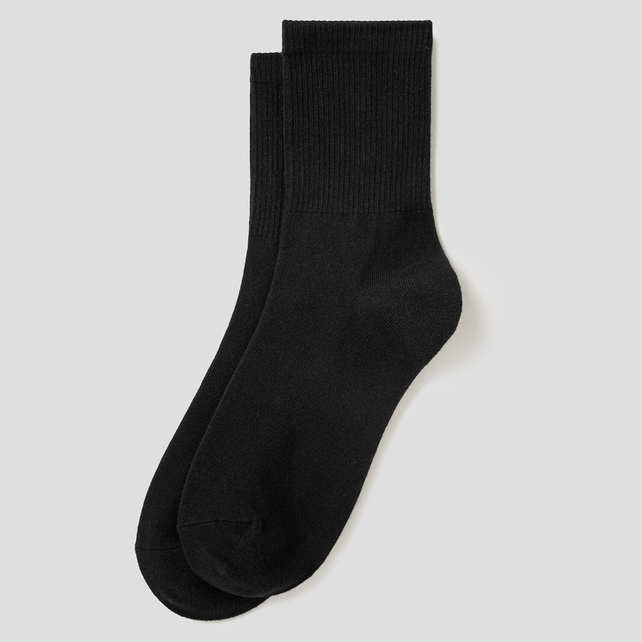 8 seconds Cotton Blend Mid-Length Solid Socks — Black