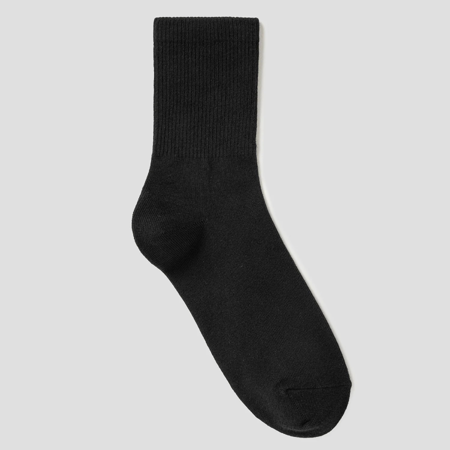 8 seconds Cotton Blend Mid-Length Solid Socks — Black