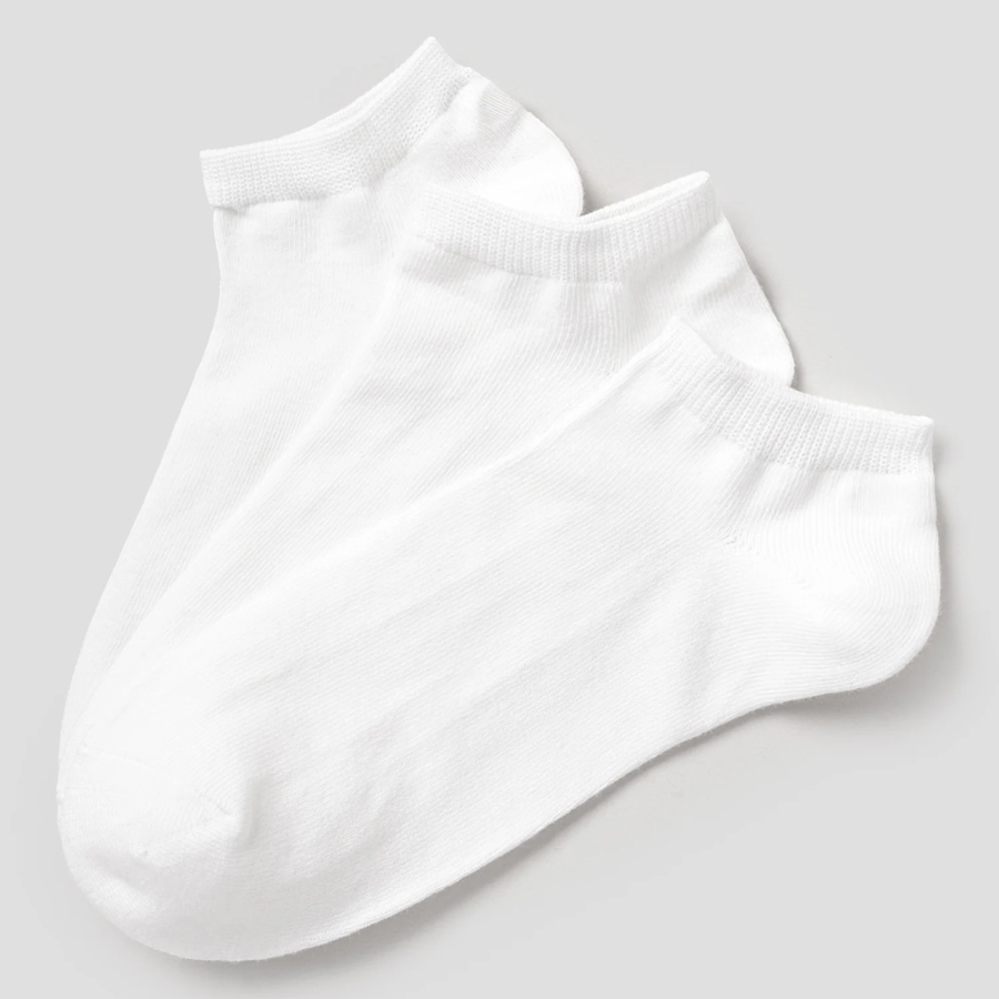 8 seconds Cotton Blend Solid Sneakers Socks 3P — White