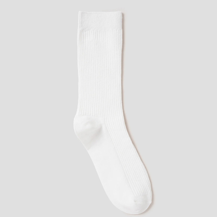 8 seconds Cotton Blend Ribbed Socks — White