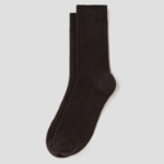 8 seconds Cotton Blend Ribbed Socks — Brown