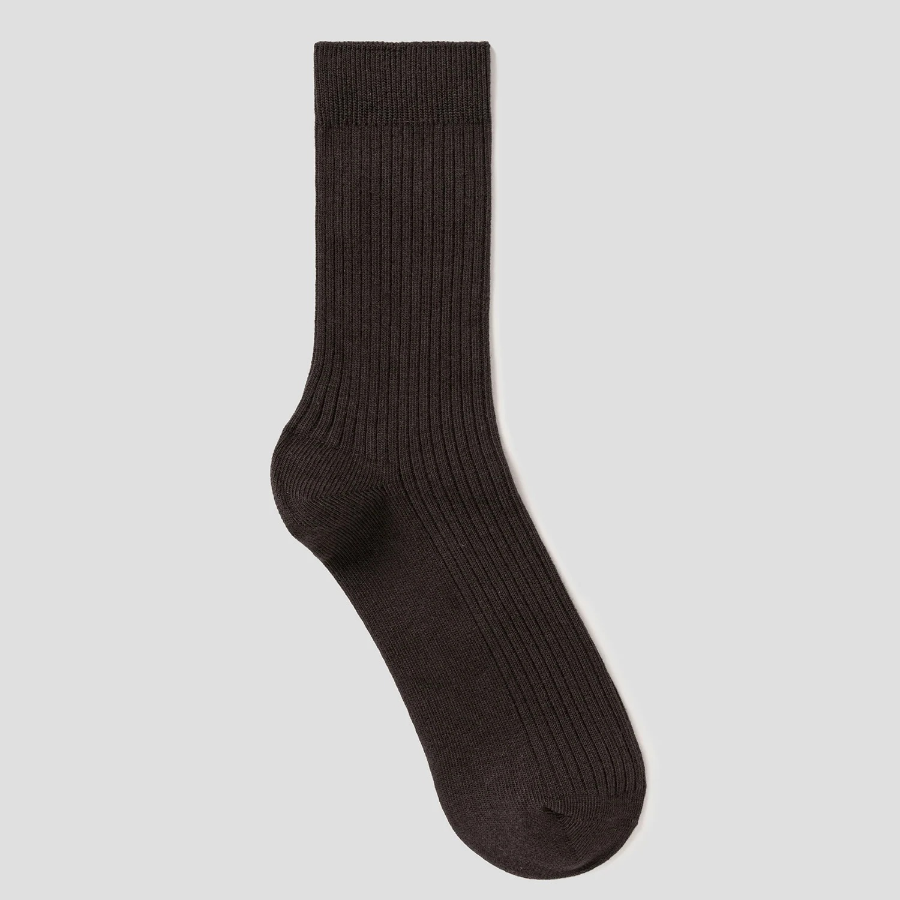 8 seconds Cotton Blend Ribbed Socks — Brown